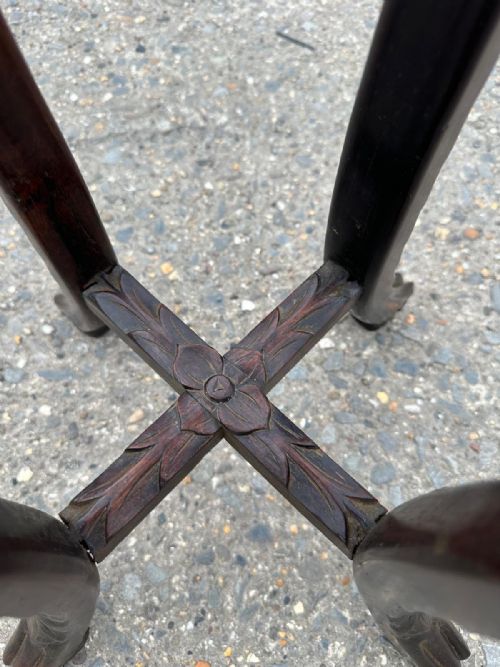 19TH CENTURY CHINESE CARVED STAND WITH MARBLE TOP - ADDITIONAL PHOTO 2