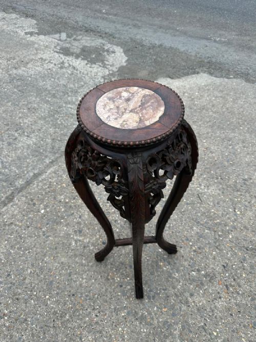 19TH CENTURY CHINESE CARVED STAND WITH MARBLE TOP - ADDITIONAL PHOTO 5