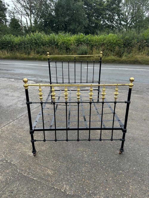 victorian brass and iron double bed - CATEGORY: ANTIQUE BEDS - DATED VICTORIAN
