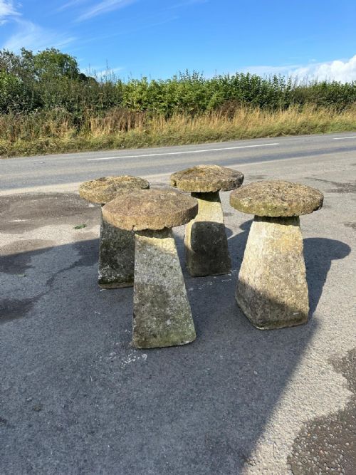 ORIGINAL SET OF 4 19TH CENTURY STADDLE STONES BELIEVED TO BE COTSWOLD STONE