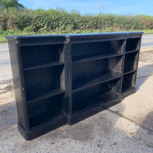 VICTORIAN EBONISED BREAKFRONT BOOKCASE - ADDITIONAL PHOTO 4