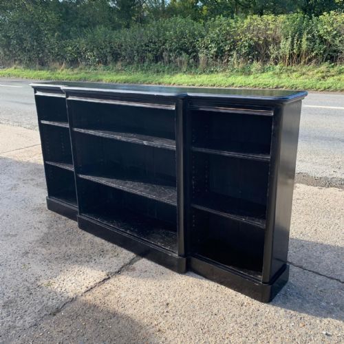 VICTORIAN EBONISED BREAKFRONT BOOKCASE - ADDITIONAL PHOTO 6