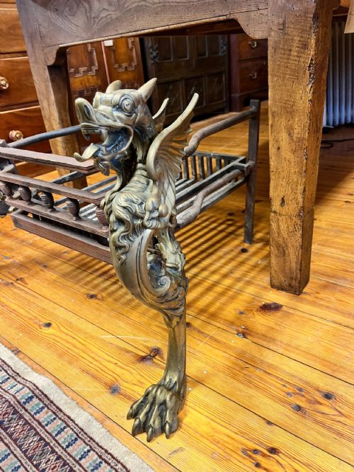 19TH CENTURY FIRE BASKET WITH BRASS GRIFFINS - ADDITIONAL PHOTO 1