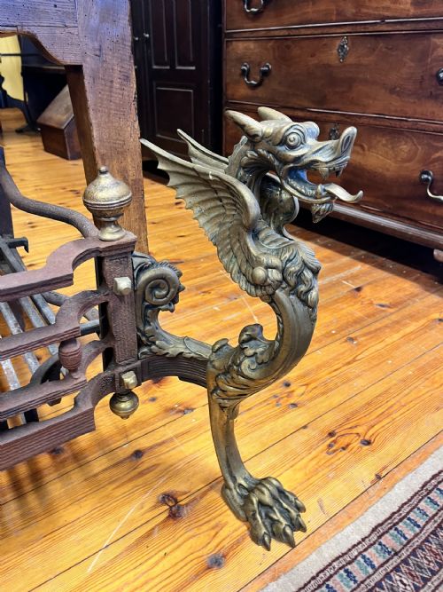 19TH CENTURY FIRE BASKET WITH BRASS GRIFFINS - ADDITIONAL PHOTO 3