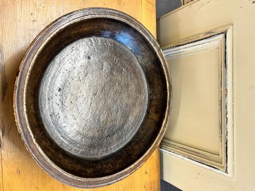 PROBABLY 18TH CENTURY TURNED FRUITWOOD BOWL WITH AN INTEGRAL STAND - ADDITIONAL PHOTO 3