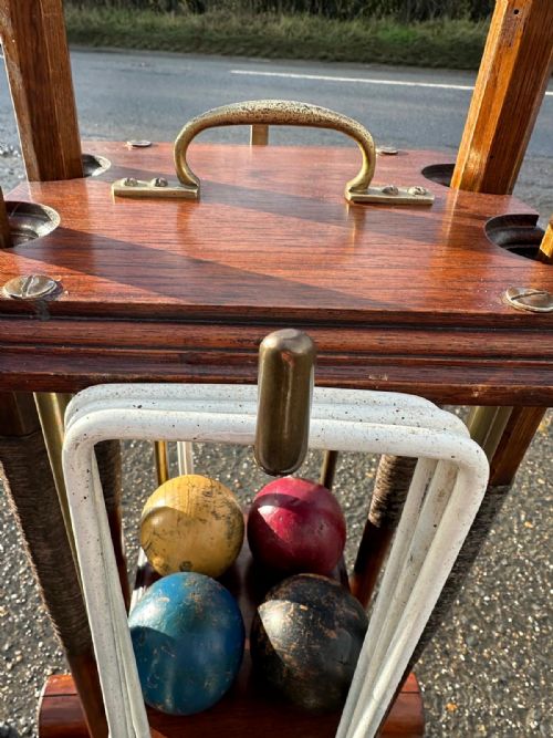 AN EARLY 20TH CENTURY JACQUES OF LONDON CROQUET SET RETAILED BY HARRODS - ADDITIONAL PHOTO 3