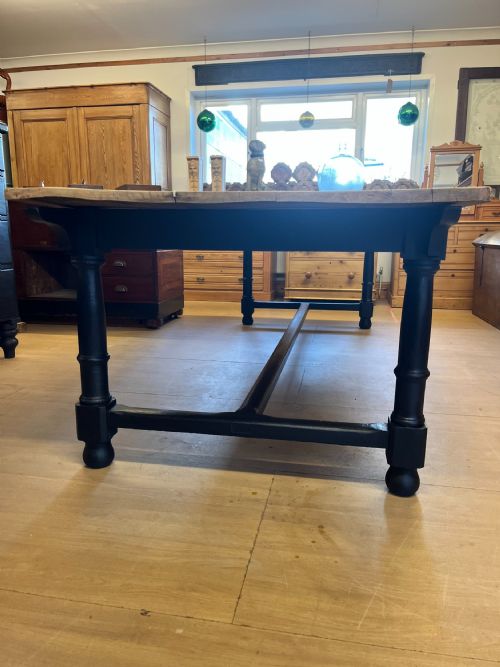 CIRCA 1900 REFECTORY TABLE WITH PAINTED OAK BASE - ADDITIONAL PHOTO 1