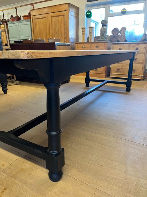 CIRCA 1900 REFECTORY TABLE WITH PAINTED OAK BASE - ADDITIONAL PHOTO 5