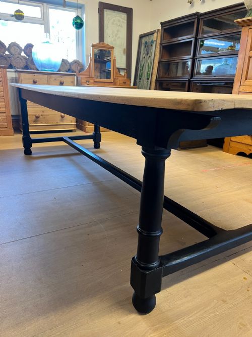 CIRCA 1900 REFECTORY TABLE WITH PAINTED OAK BASE - ADDITIONAL PHOTO 6