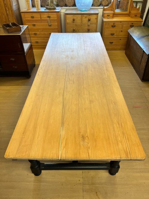 CIRCA 1900 REFECTORY TABLE WITH PAINTED OAK BASE - ADDITIONAL PHOTO 11