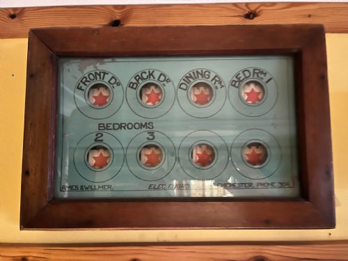 circa 1900 servants bell board 'ames and willmer chichester' - CATEGORY: ANTIQUE MISCELLANEOUS - DATED 1900