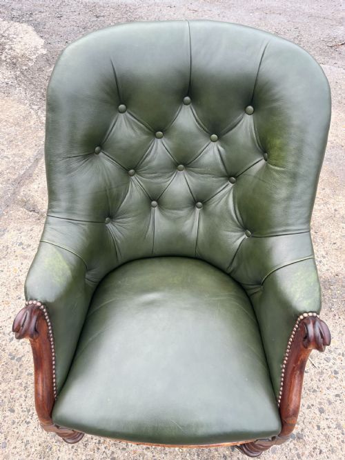 VICTORIAN BUTTON BACK LEATHER ARMCHAIR - ADDITIONAL PHOTO 3