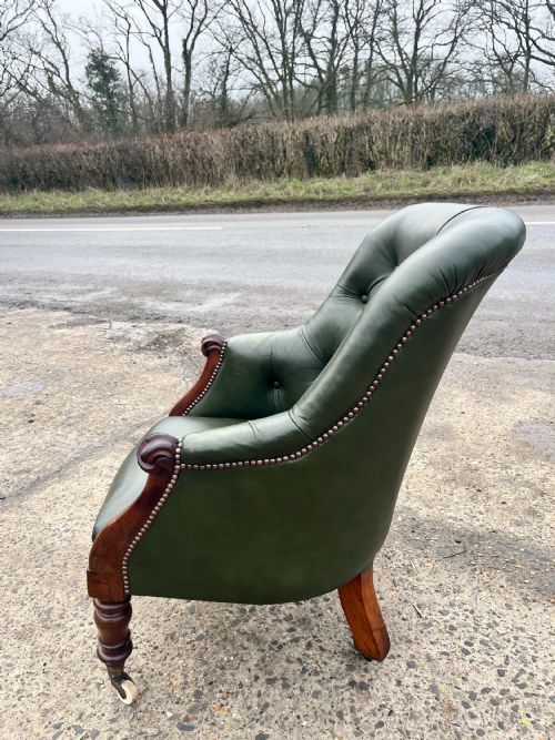 VICTORIAN BUTTON BACK LEATHER ARMCHAIR - ADDITIONAL PHOTO 7