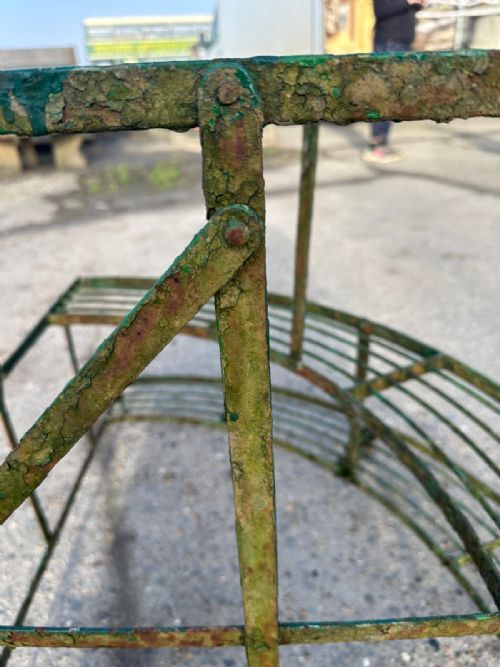 CIRCA 1900 SLATTED IRON RIVETED CORNER PLANT STAND - ADDITIONAL PHOTO 3