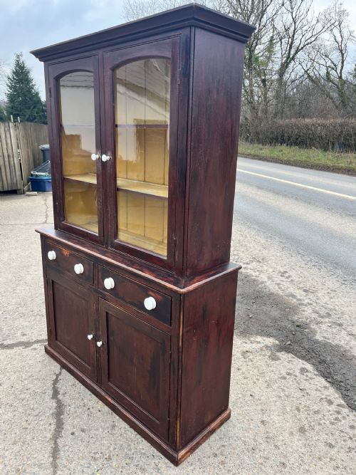 VICTORIAN GLAZED DRESSER IN ORIGINAL PAINT - ADDITIONAL PHOTO 3