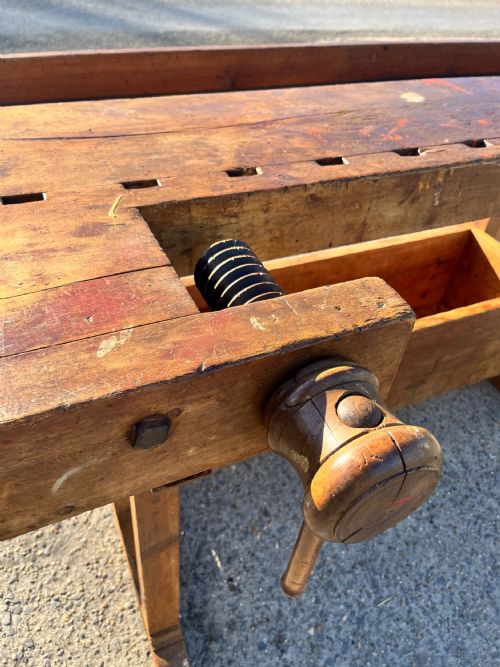 CIRCA 1900 WORKBENCH WITH 2 VICE - ADDITIONAL PHOTO 2