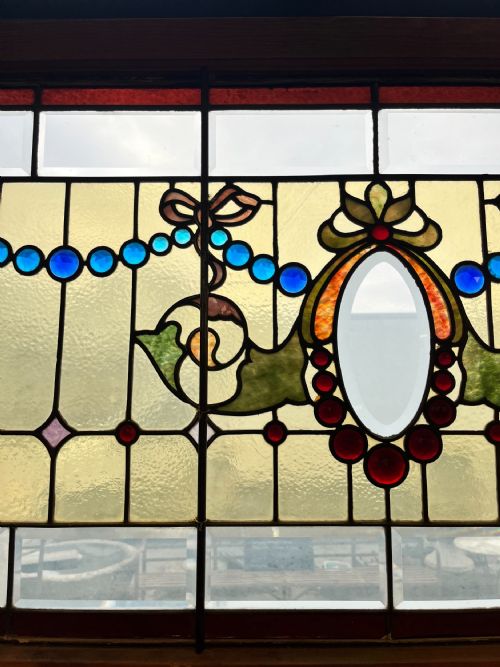 VICTORIAN LEAD LIGHT PANEL IN ASSOCIATED FRAME - ADDITIONAL PHOTO 4