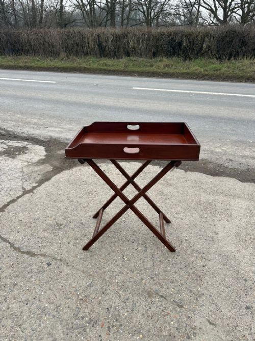victorian mahogany butler's tray with original folding stand - CATEGORY: ANTIQUE MISCELLANEOUS - DATED VICTORIAN