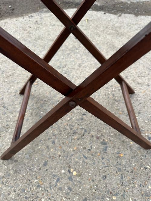VICTORIAN MAHOGANY BUTLER'S TRAY WITH ORIGINAL FOLDING STAND - ADDITIONAL PHOTO 3