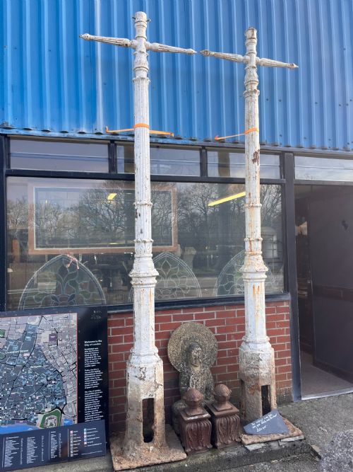 A PAIR OF VICTORIAN LAMP POSTS - ADDITIONAL PHOTO 5