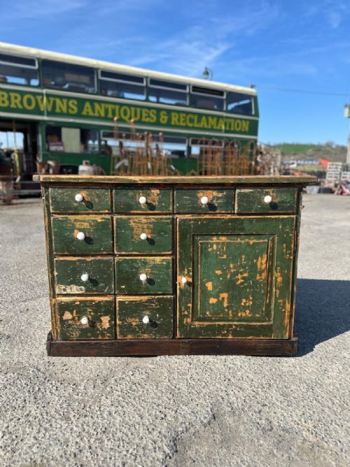 19TH CENTURY SHOP COUNTER IN ORIGINAL GREEN PAINT - ADDITIONAL PHOTO 1