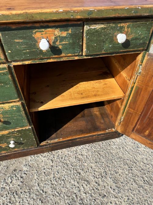 19TH CENTURY SHOP COUNTER IN ORIGINAL GREEN PAINT - ADDITIONAL PHOTO 7
