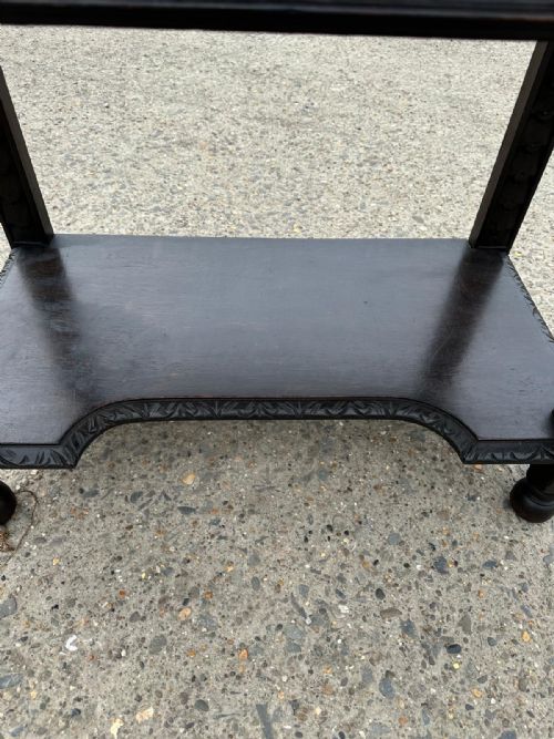 VICTORIAN OAK HALL SIDE TABLE WITH MYTHICAL BEST GREEN MAN MASK DETAIL - ADDITIONAL PHOTO 2