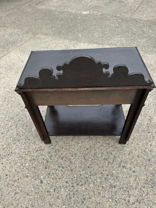 VICTORIAN OAK HALL SIDE TABLE WITH MYTHICAL BEST GREEN MAN MASK DETAIL - ADDITIONAL PHOTO 6