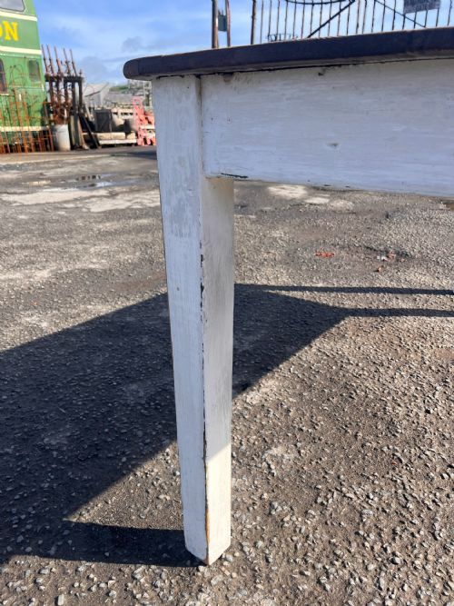 CIRCA 1900 PINE TABLE WITH LAYERS OF OLD PAINT - ADDITIONAL PHOTO 1