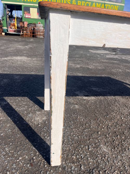 CIRCA 1900 PINE TABLE WITH LAYERS OF OLD PAINT - ADDITIONAL PHOTO 4