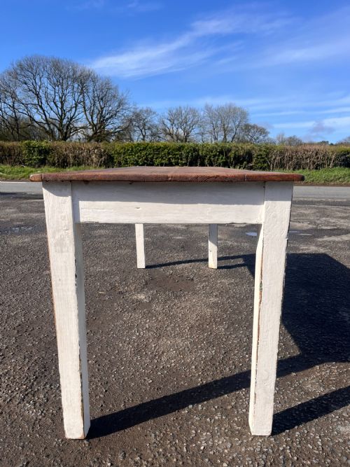CIRCA 1900 PINE TABLE WITH LAYERS OF OLD PAINT - ADDITIONAL PHOTO 8