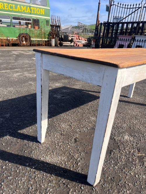 CIRCA 1900 PINE TABLE WITH LAYERS OF OLD PAINT - ADDITIONAL PHOTO 9