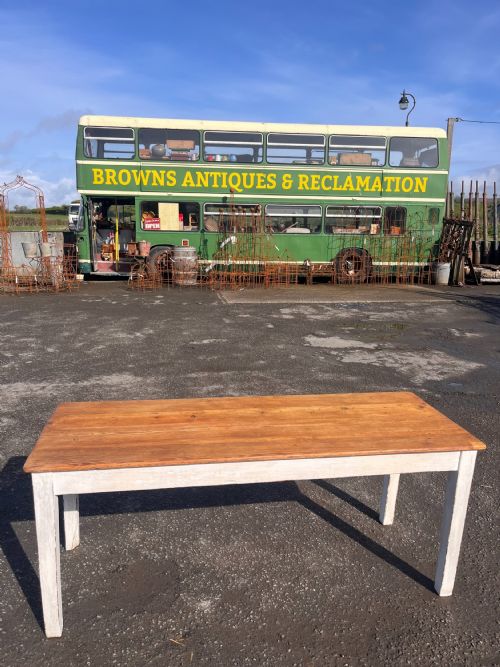 CIRCA 1900 PINE TABLE WITH LAYERS OF OLD PAINT - ADDITIONAL PHOTO 10