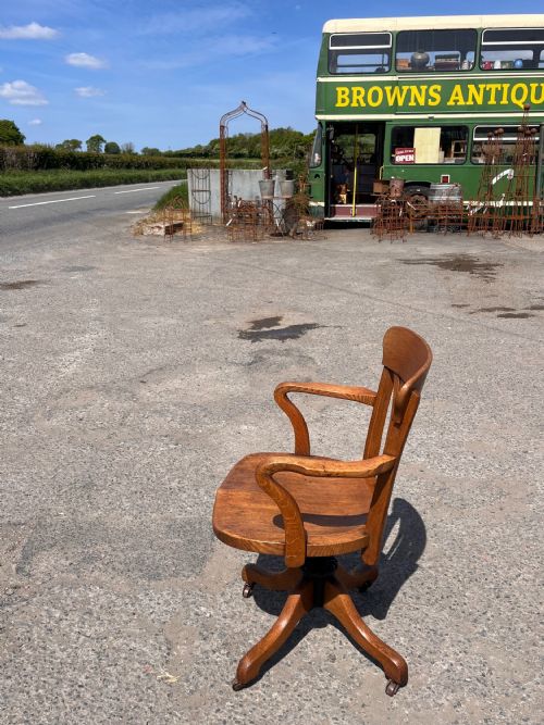 1920S OAK SWIVEL DESK CHAIR BY BIDDICK CO HOUSE FURNISHERS BRIDGWATER BURNHAMH408RN - ADDITIONAL PHOTO 1