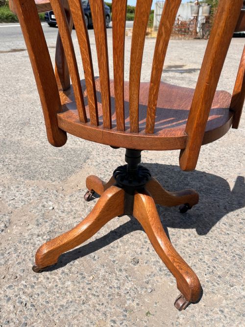 1920S OAK SWIVEL DESK CHAIR BY BIDDICK CO HOUSE FURNISHERS BRIDGWATER BURNHAMH408RN - ADDITIONAL PHOTO 5