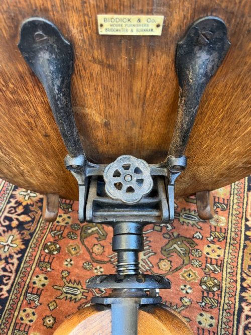 1920S OAK SWIVEL DESK CHAIR BY BIDDICK CO HOUSE FURNISHERS BRIDGWATER BURNHAMH408RN - ADDITIONAL PHOTO 6