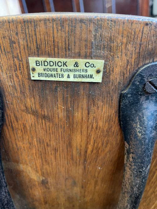 1920S OAK SWIVEL DESK CHAIR BY BIDDICK CO HOUSE FURNISHERS BRIDGWATER BURNHAMH408RN - ADDITIONAL PHOTO 9