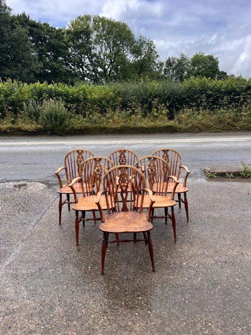 set of 6 early 19th century wheelback chairs with arms - CATEGORY: ANTIQUE CHAIRS - DATED 19TH CENTURY