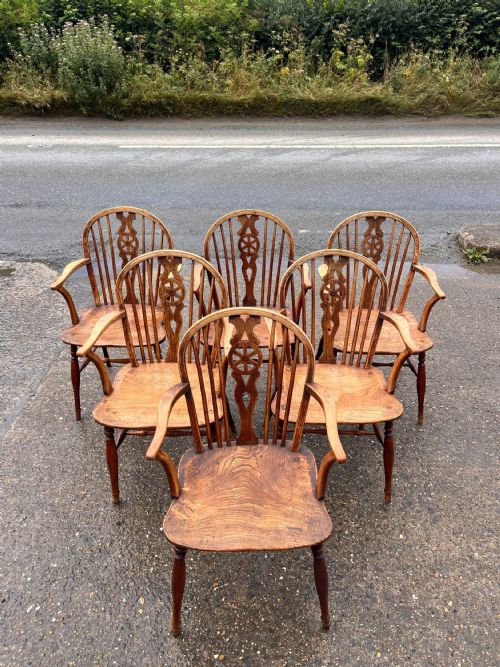 SET OF 6 EARLY 19TH CENTURY WHEELBACK CHAIRS WITH ARMS - ADDITIONAL PHOTO 26