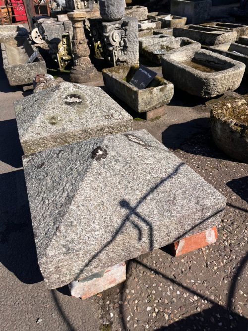 A PAIR OF VICTORIAN CORNISH GRANITE PILLAR CAPS FROM A METHODIST CHAPEL DATED 1880 - ADDITIONAL PHOTO 8