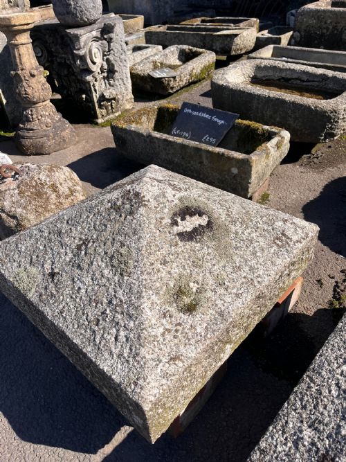A PAIR OF VICTORIAN CORNISH GRANITE PILLAR CAPS FROM A METHODIST CHAPEL DATED 1880 - ADDITIONAL PHOTO 1
