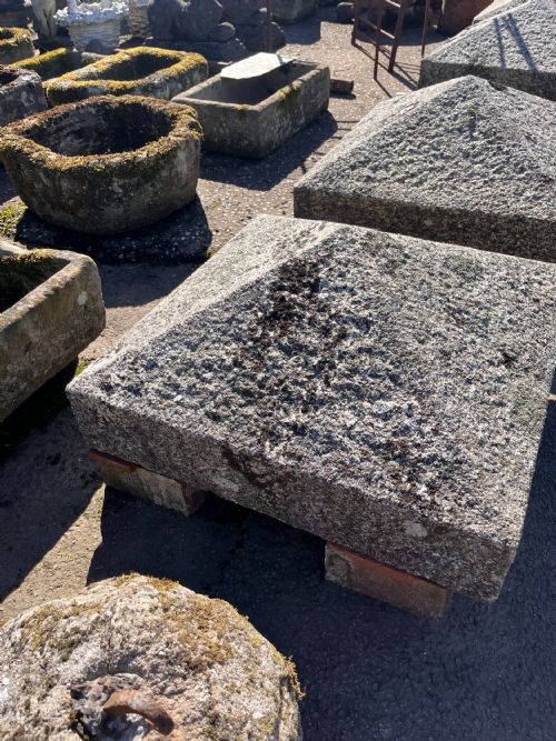 A PAIR OF VICTORIAN CORNISH GRANITE PILLAR CAPS FROM A METHODIST CHAPEL DATED 1880 - ADDITIONAL PHOTO 5