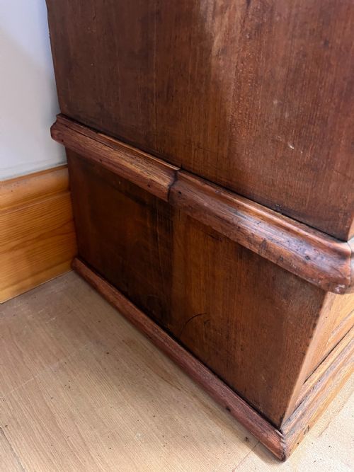 CIRCA 1900 LARGE TEAK SHELVED CUPBOARD WITH SLIDING DOORS - ADDITIONAL PHOTO 1