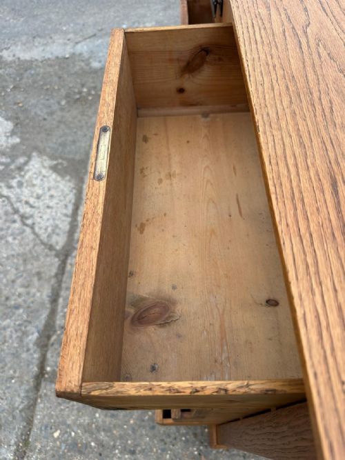 EDWARDIAN 1910 OAK 2 OVER 3 CHEST OF DRAWERS - ADDITIONAL PHOTO 5
