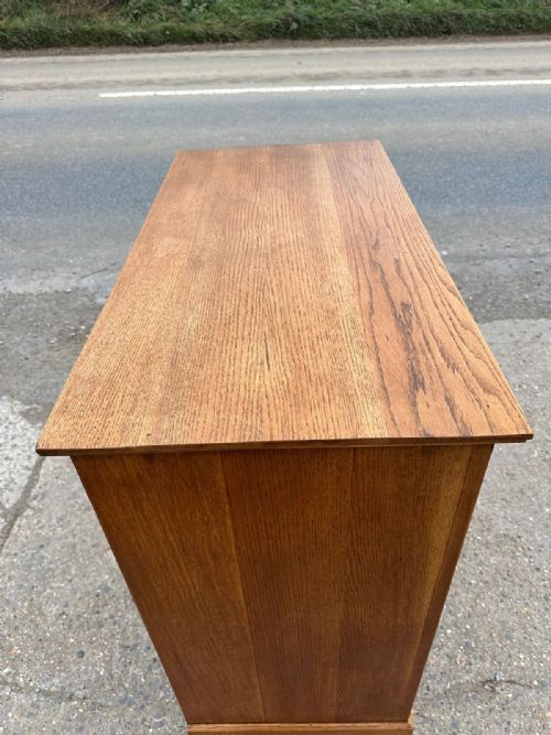 EDWARDIAN 1910 OAK 2 OVER 3 CHEST OF DRAWERS - ADDITIONAL PHOTO 8