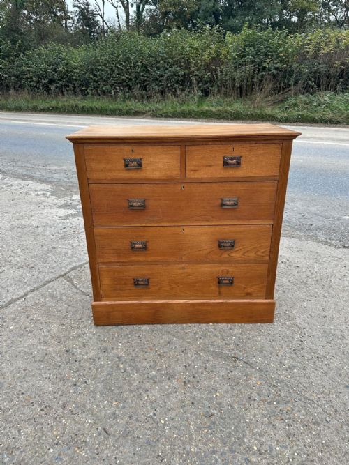 EDWARDIAN 1910 OAK 2 OVER 3 CHEST OF DRAWERS - ADDITIONAL PHOTO 11