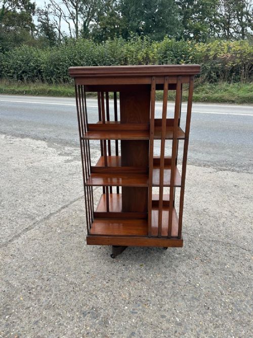 edwardian mahogany revolving bookcase by james shoolbred and co london - CATEGORY: ANTIQUE BOOKCASES - DATED EDWARDIAN