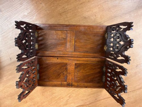 A PAIR OF VICTORIAN GOTHIC MAHOGANY SLIDING BOOKENDS - ADDITIONAL PHOTO 4