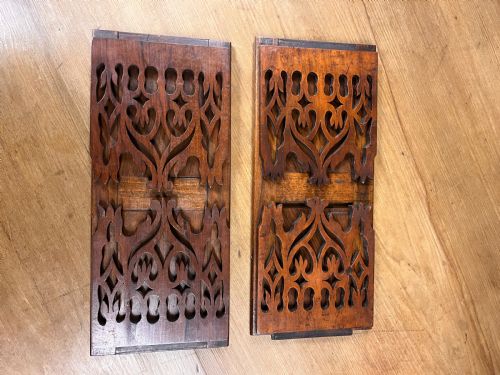 A PAIR OF VICTORIAN GOTHIC MAHOGANY SLIDING BOOKENDS - ADDITIONAL PHOTO 6
