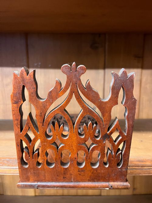 A PAIR OF VICTORIAN GOTHIC MAHOGANY SLIDING BOOKENDS - ADDITIONAL PHOTO 18